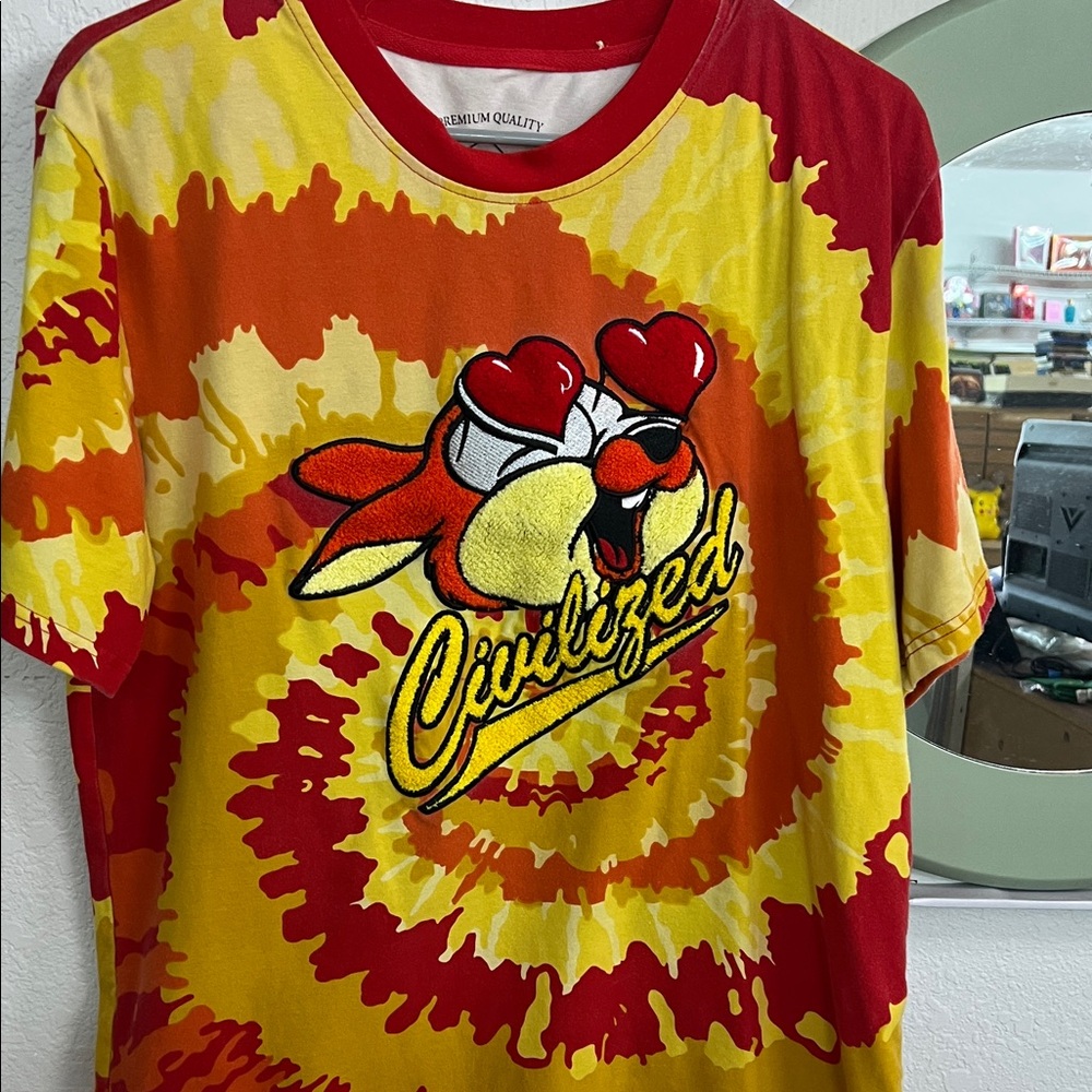 Warner Bros. Red and Yellow Tie-Dye Tee